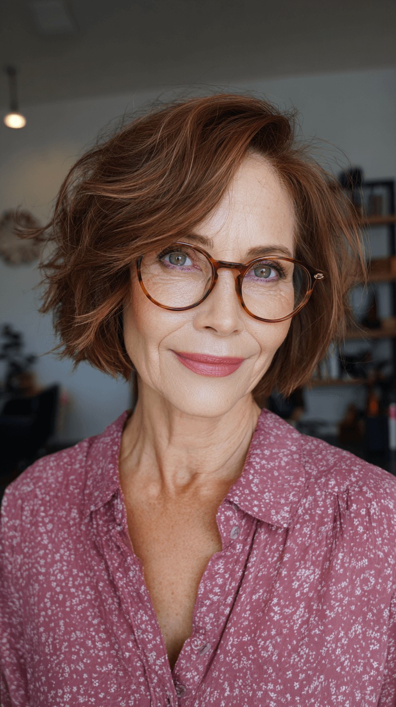 Textured Feathered Bob with Subtle Highlights