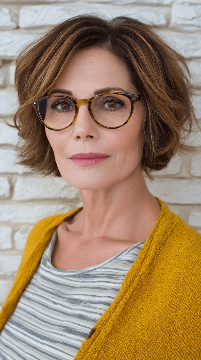 Textured Feathered Bob with Warm Highlights