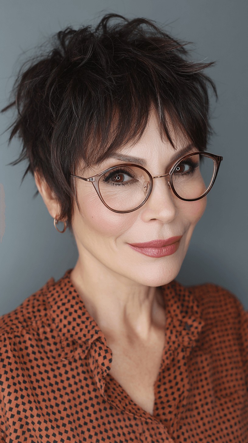 Textured High-Contrast Pixie Cut with Wispy Layers