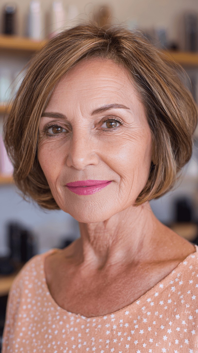 Textured Light Brown Oval Bob with Soft Layers