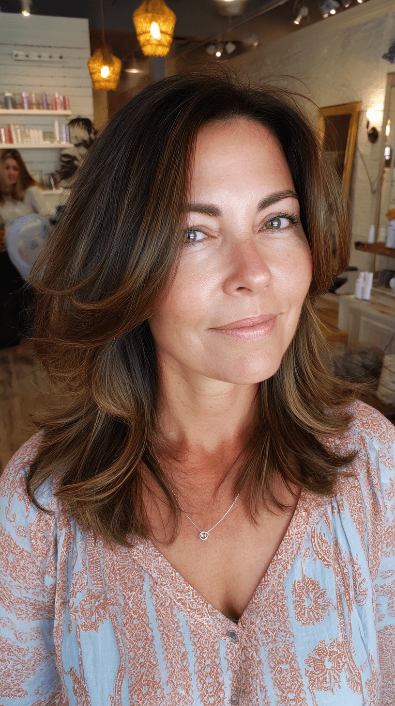 Textured Long Layers with Gentle Face-Framing Highlights