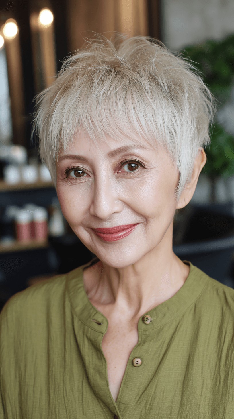 Textured Platinum Pixie with Soft Volume