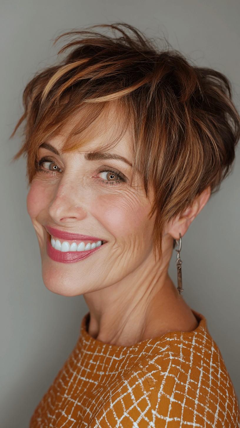 Textured Side-Swept Pixie with Soft Highlights