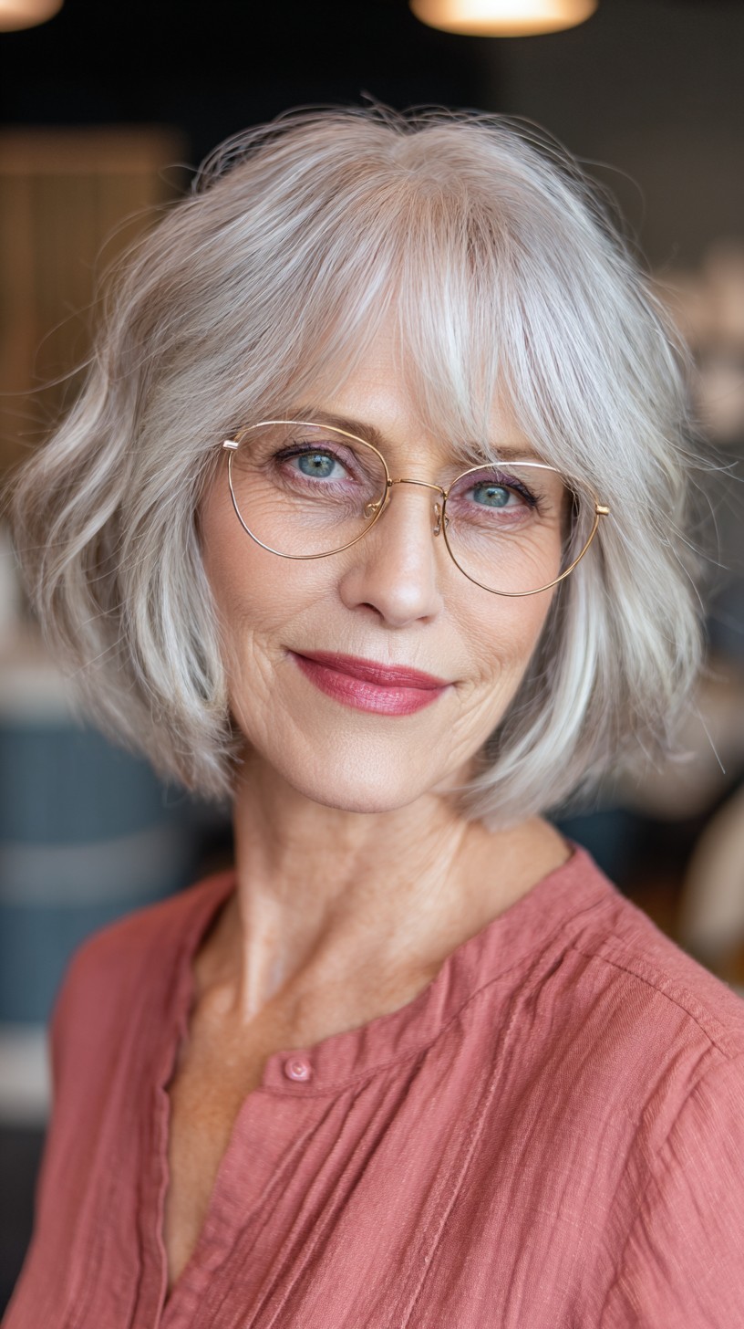 Textured Silver Bob with Playful Waves