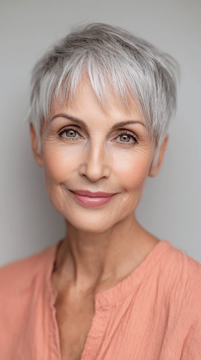 Textured Silver Pixie Cut with Soft Edges