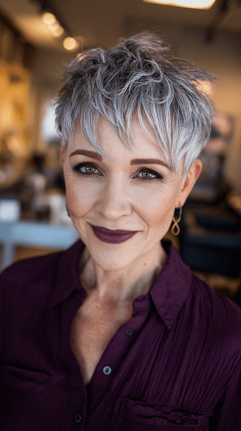 Textured Silver Pixie with Choppy Layers