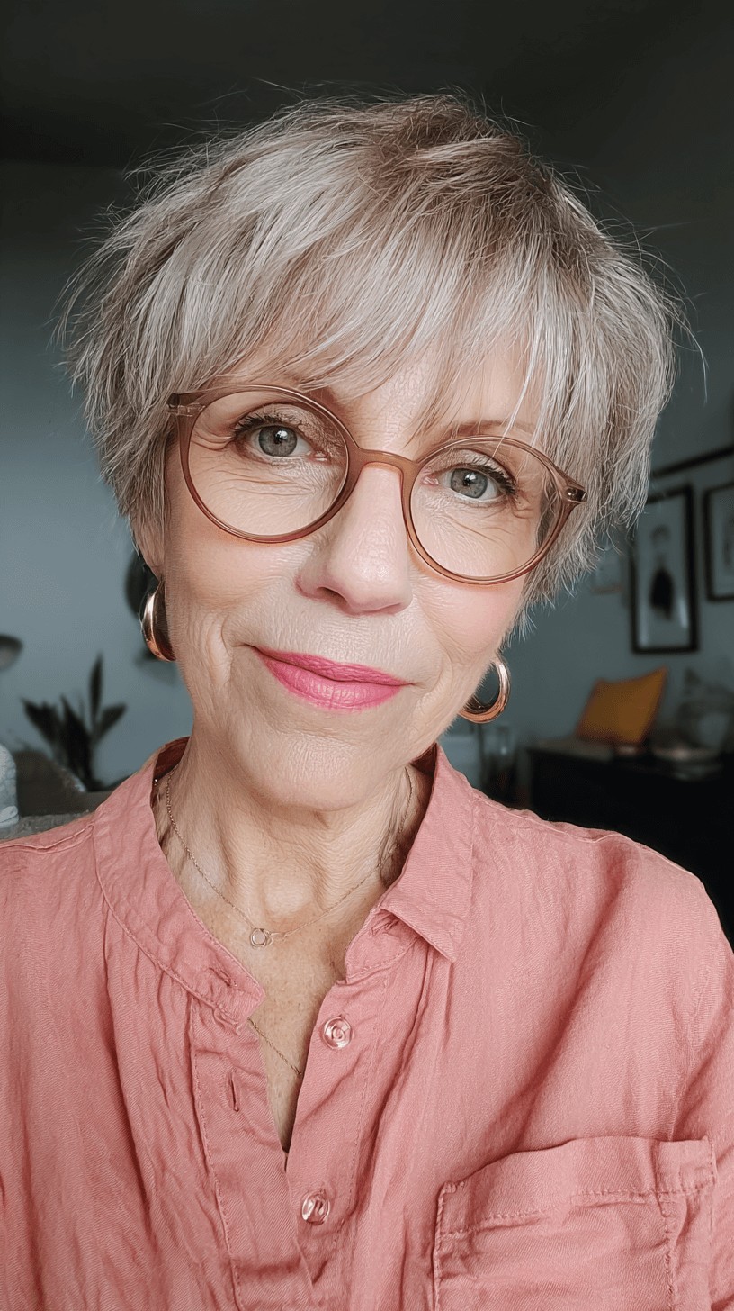 Textured Silver Pixie with Playful Layers