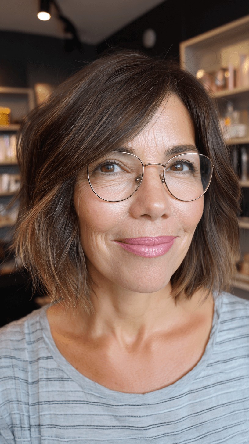 Textured Wavy Lob with Subtle Highlights