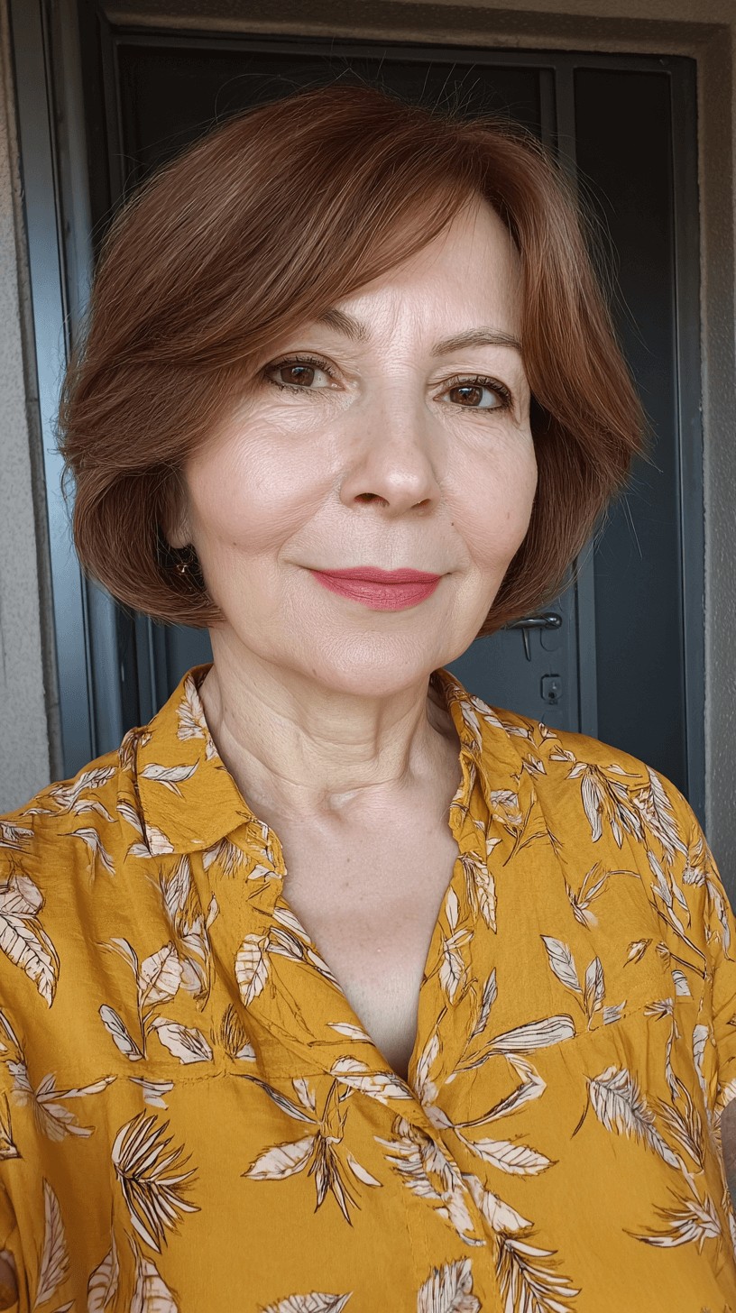 Warm Chestnut Layered Bob with Soft Volume