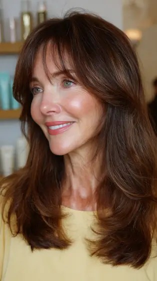 Beautiful Long Layers with Face-Framing Bangs