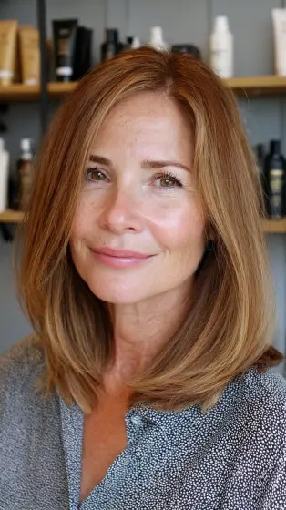 Beautifully Blunt Mid-Length Cut with Soft Face-Framing Layers