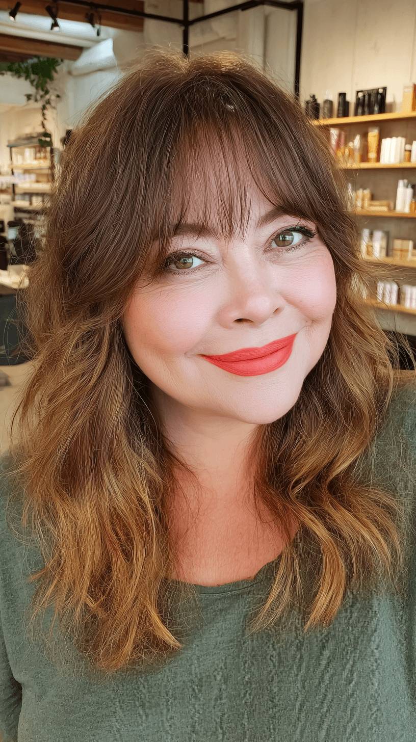 Beautifully Layered Medium-Length Cut with Soft Bangs