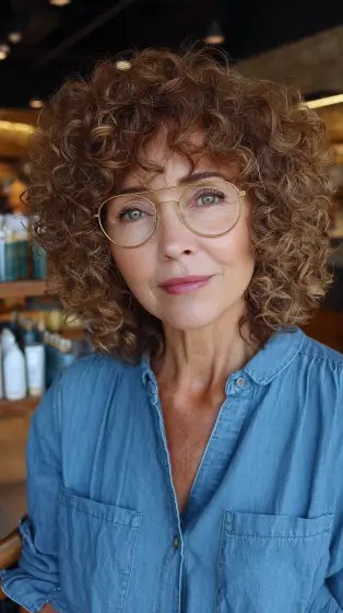 Charming Curly Shoulder-Length Cut with Side Bangs