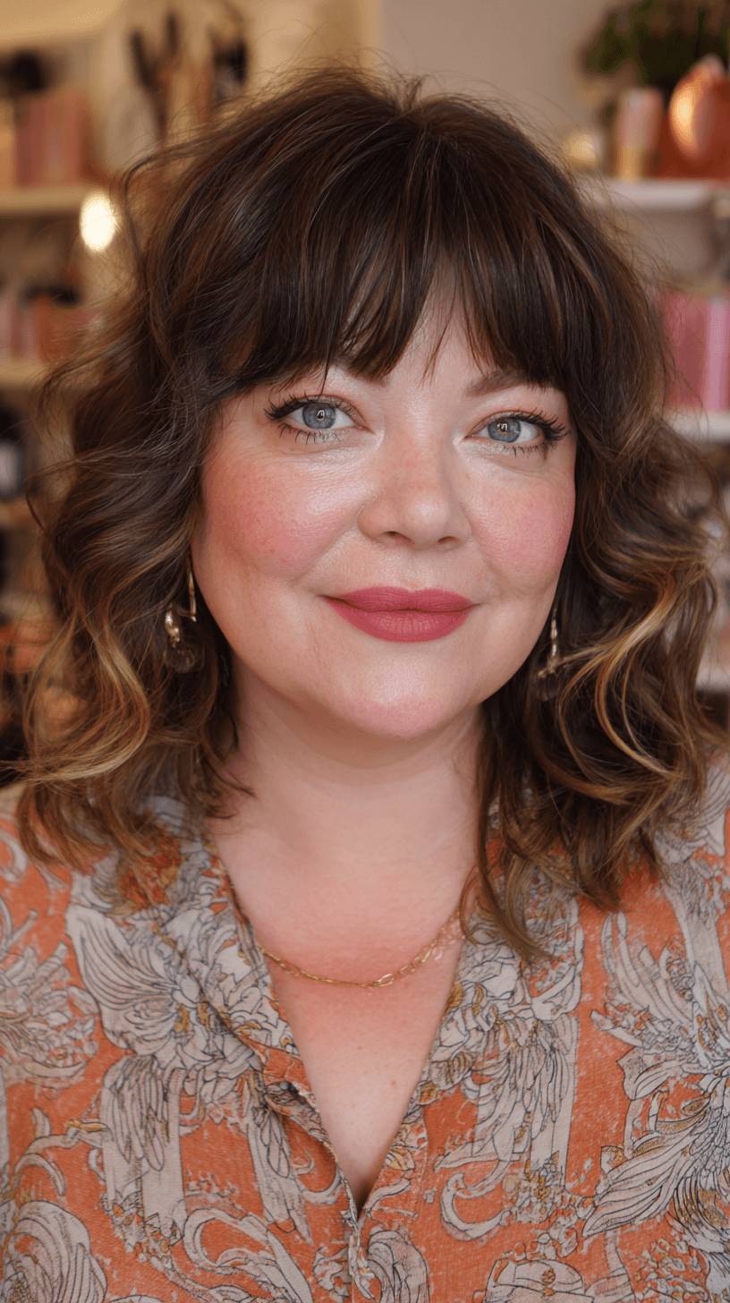 Chic Curly Bob with Face-Framing Bangs