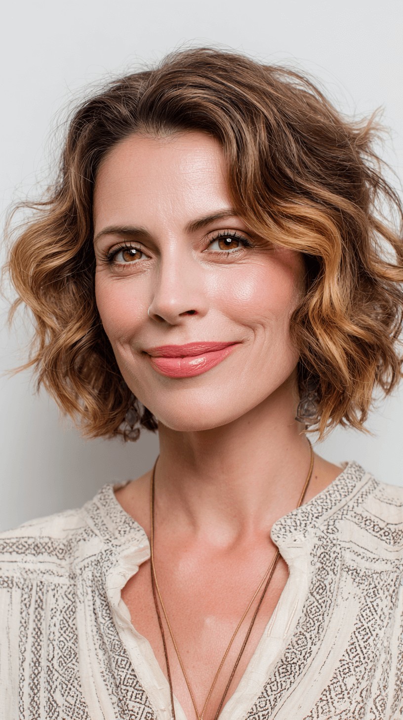Chic Curly Bob with Soft Highlights