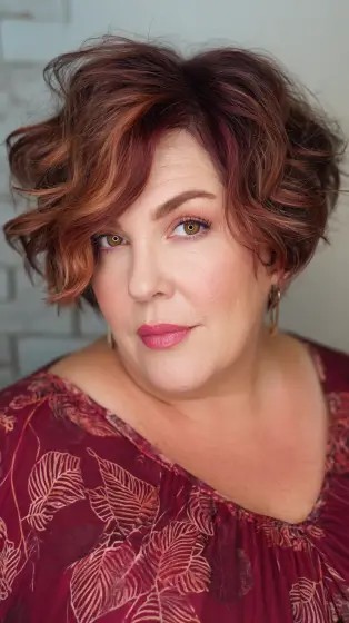 Chic Curly Bob with Subtle Highlights