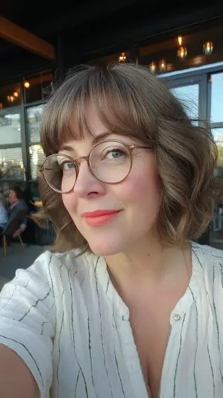 Chic Curly Bob with Wispy Bangs