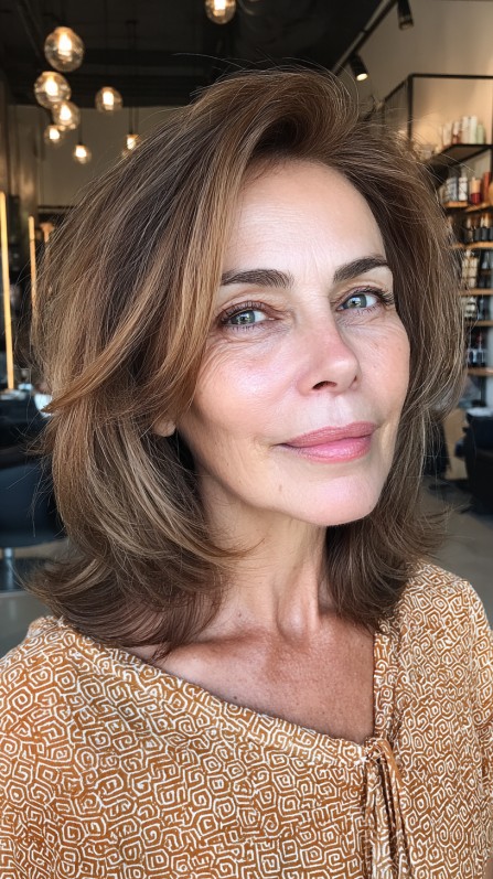Chic Layered Shoulder-Length Cut with Subtle Highlights