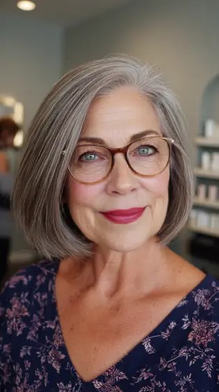 Chic Silver Bob with Face-Framing Layers