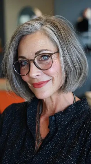 Chic Soft Gray Bob with Subtle Textured Layers
