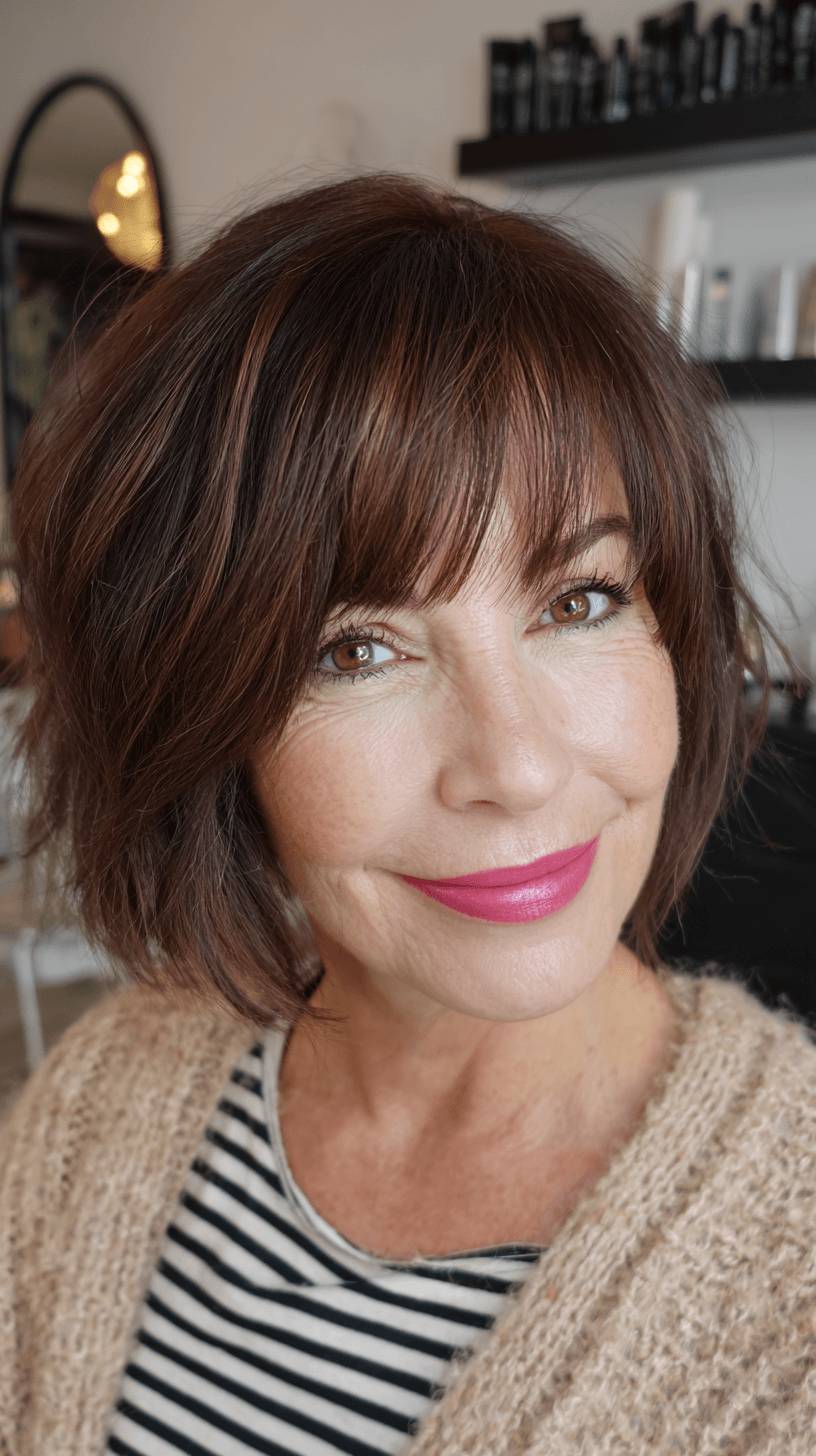Chic Textured Bob with Soft Fringe