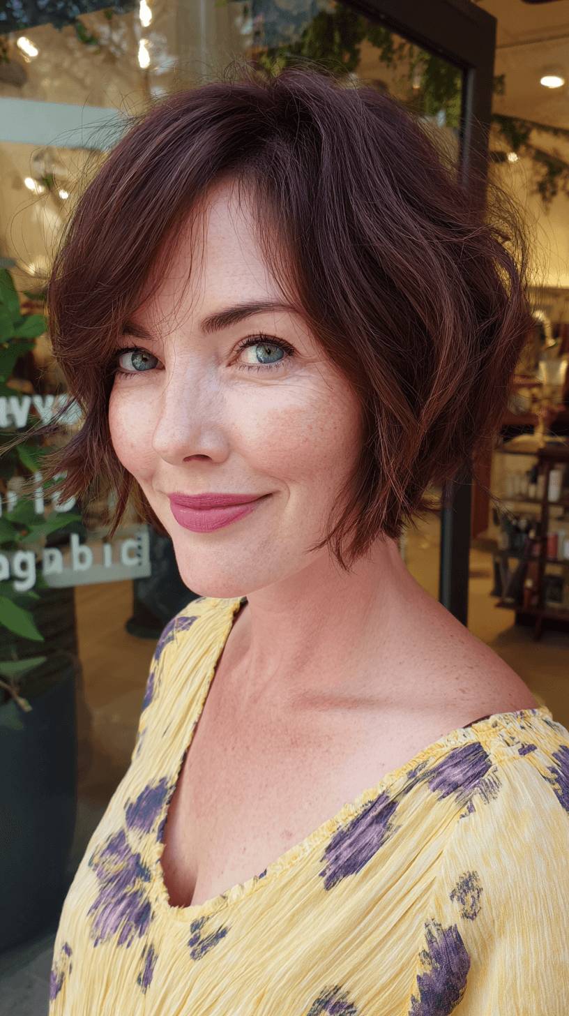 Chic Textured Bob with Soft Long Bangs