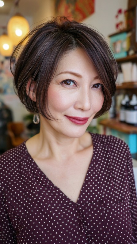 Chic Textured Inverted Bob with Subtle Highlights