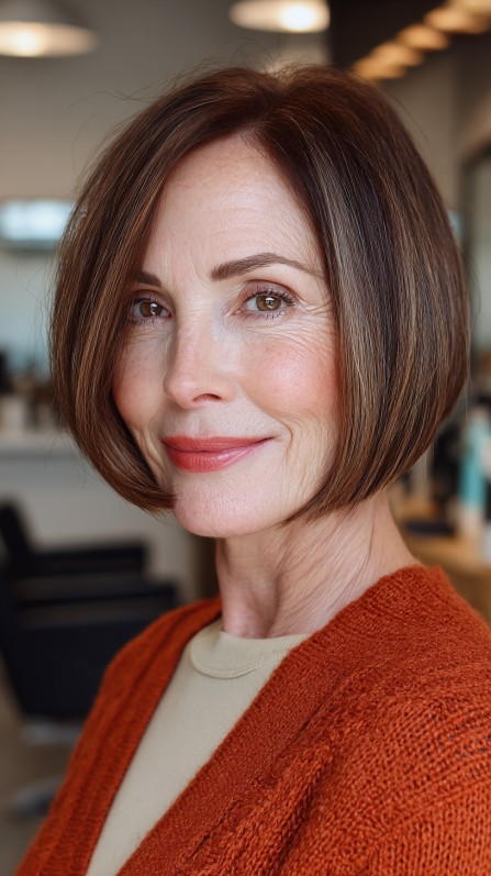 Chic Textured Inverted Bob with Warm Tones