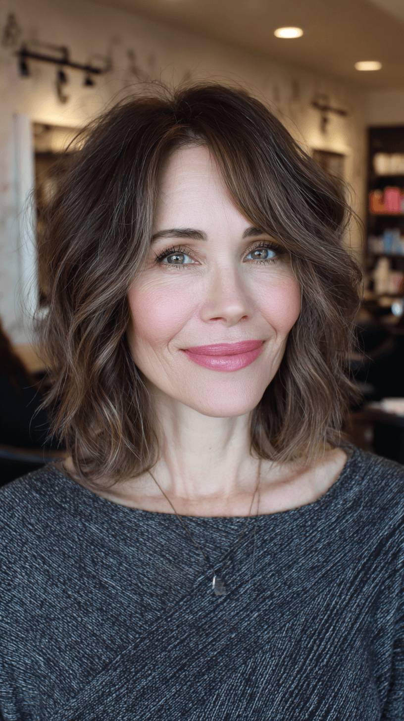 Chic Textured Lob with Soft Waves and Face-Framing Layers