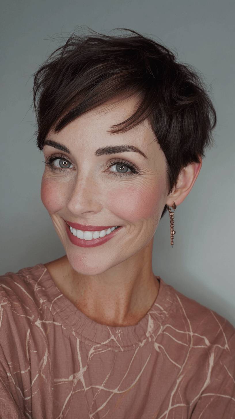 Chic Textured Pixie Cut with Soft Side Swept Bangs