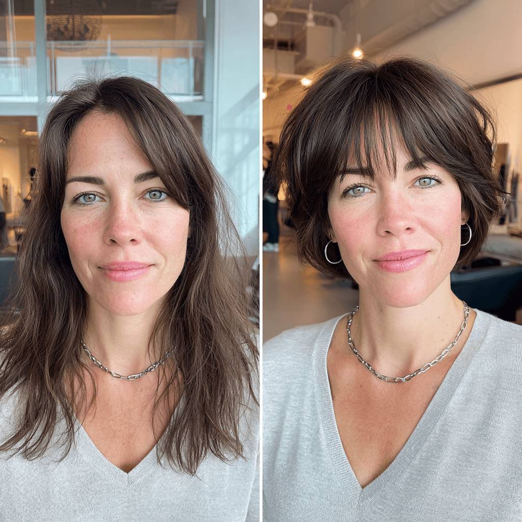 Contemporary Choppy Bob with Textured Long Bangs