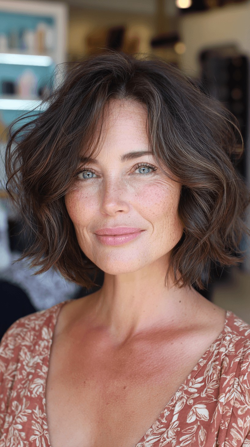 Effortlessly Chic Textured Bob with Soft Waves