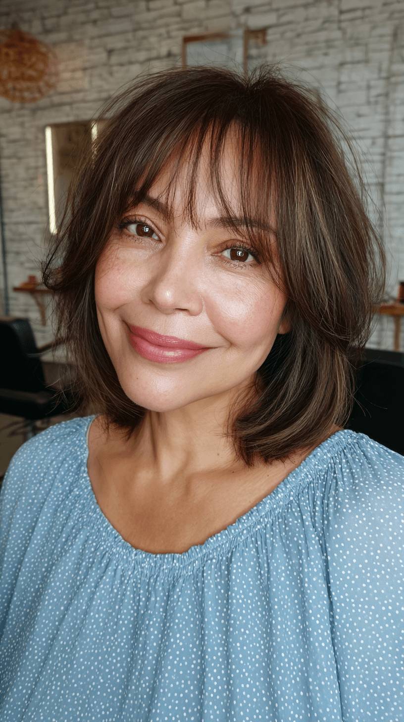 Effortlessly Layered Bob with Long Subtle Bangs