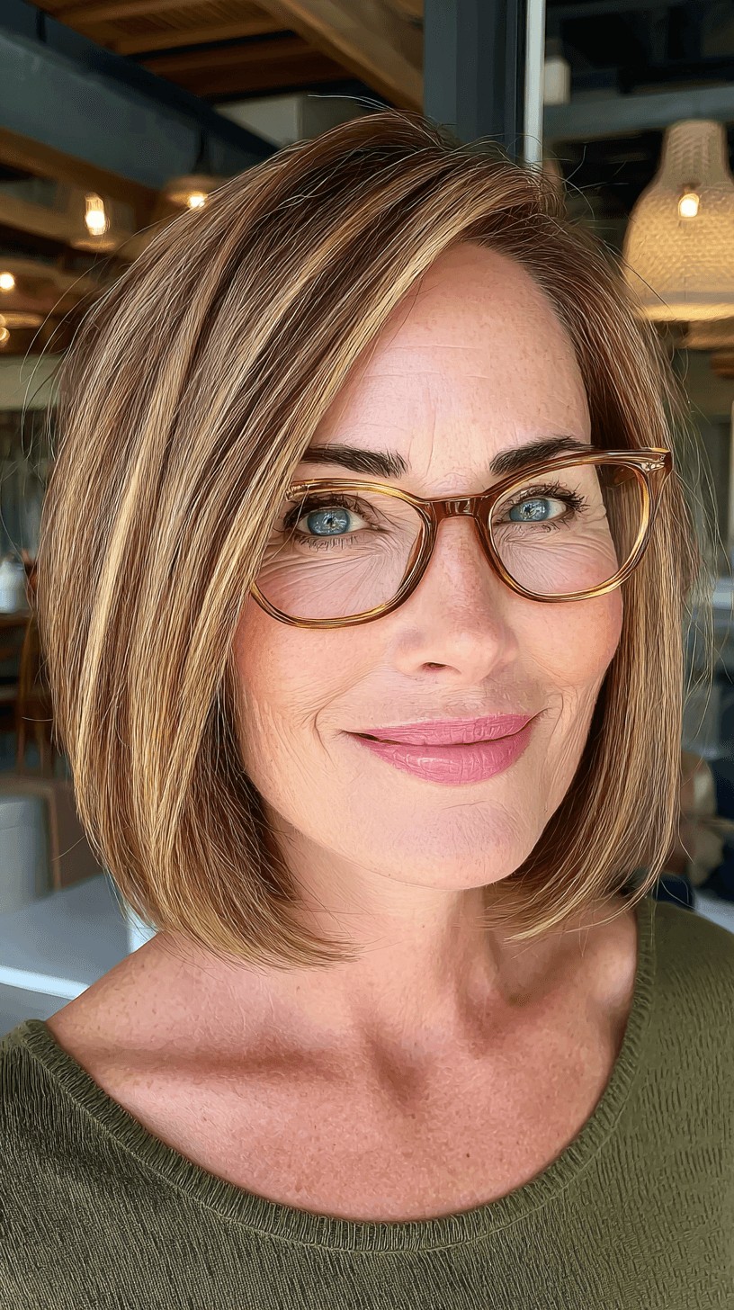 Elegant Caramel Layered Bob with Subtle Highlights