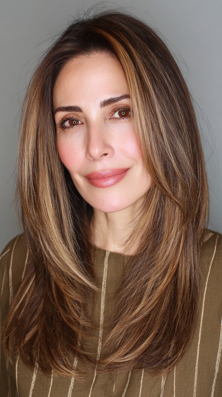 Elegant Long Layered Cut with Subtle Highlights