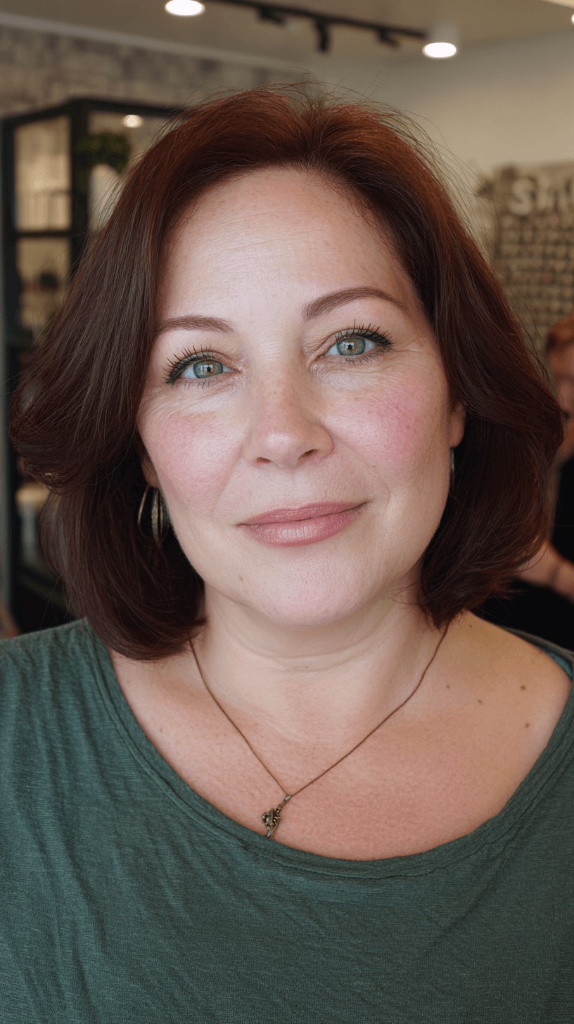 Elegant Rich Chestnut Bob with Soft Layers