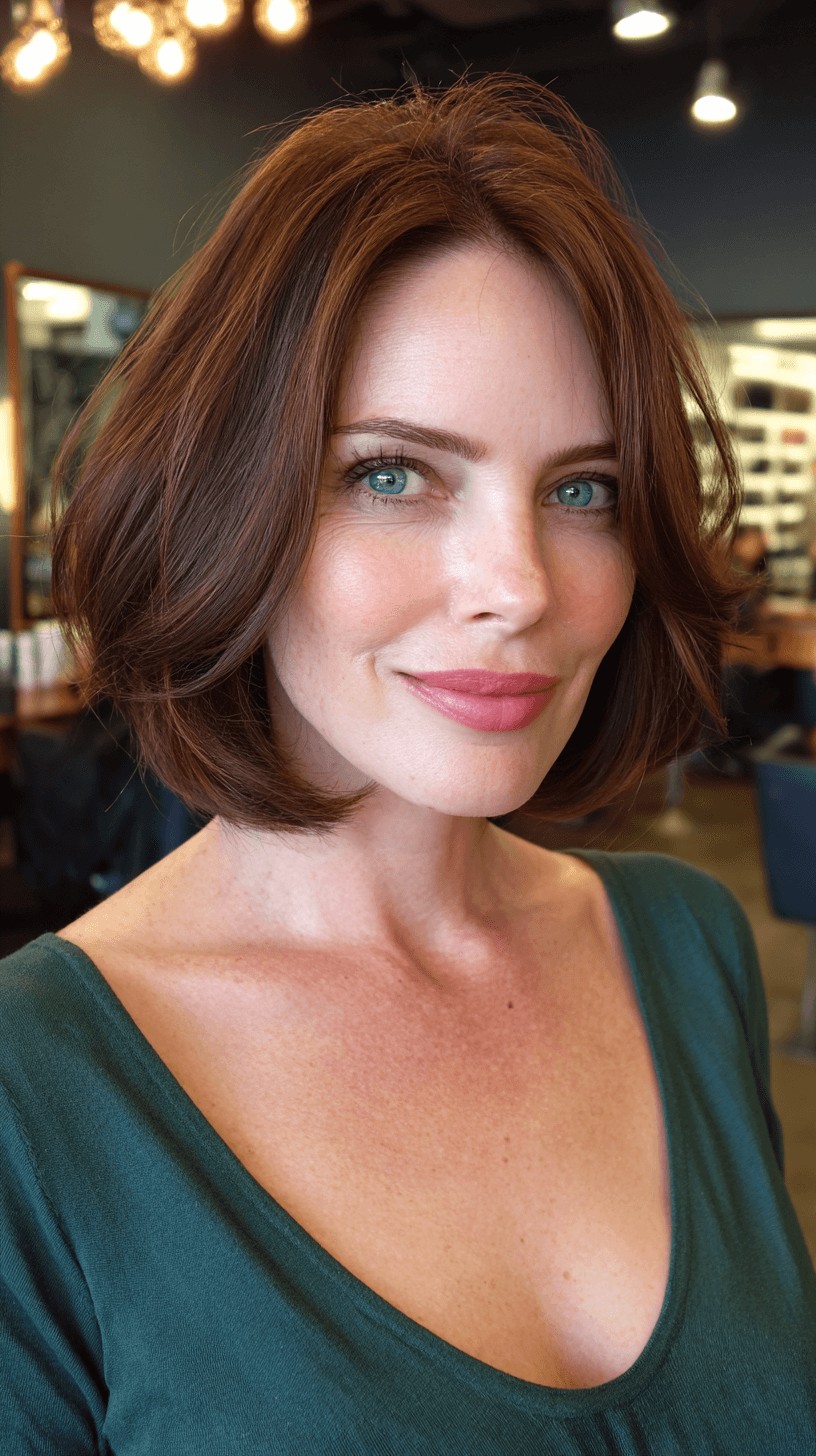 Modern Rich Auburn Bob with Soft Layers