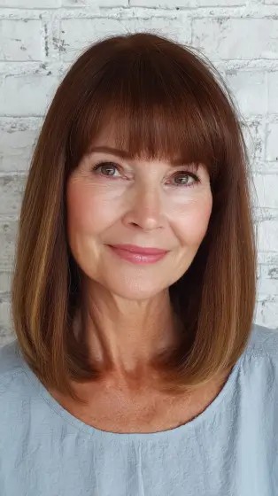 Polished Long Bob with Soft Bangs