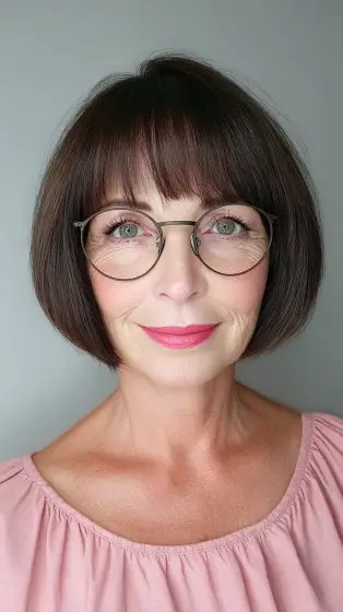 Sleek Blunt Bob with Soft Bangs