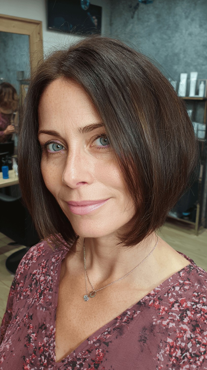 Sleek Inverted Bob with Soft Highlights