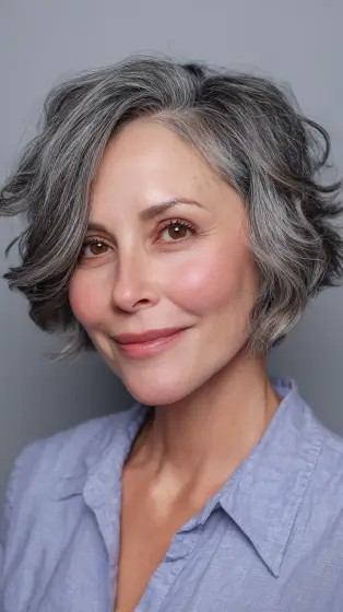 Soft Textured Silver Waves with Subtle Layers