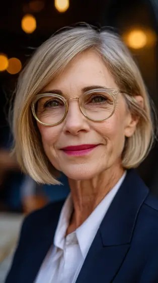 Softly Layered Ash Blonde Bob with Subtle Face-Framing Highlights