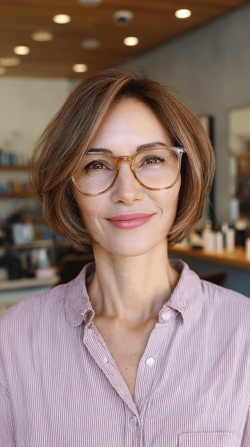 Softly Layered Ash Brown Bob with Gentle Movement