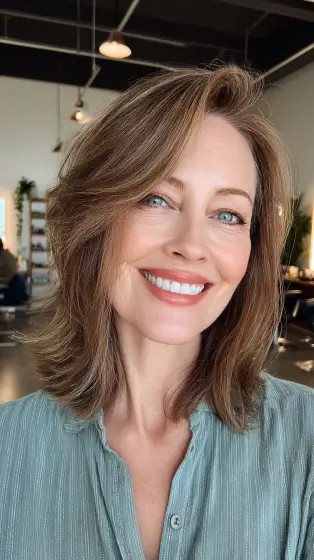 Softly Layered Ash Brown Cut with Gentle Movement