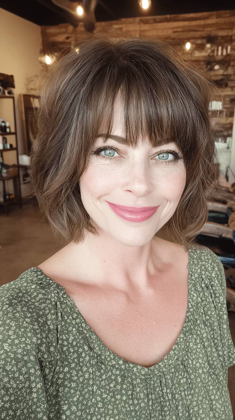 Softly Textured Choppy Bob with Wispy Bangs