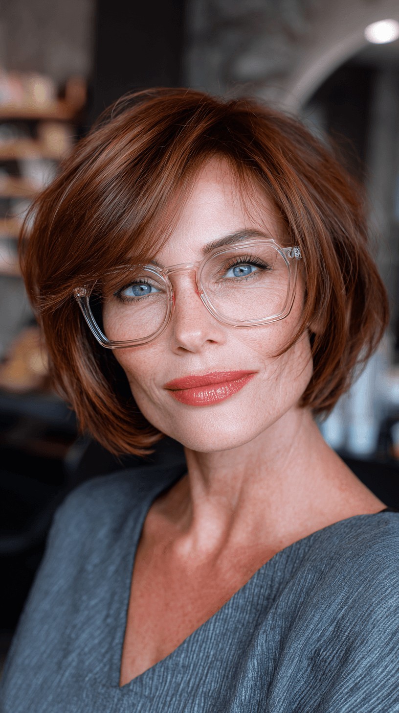 Stylish Copper Stacked Bob with Soft Layers