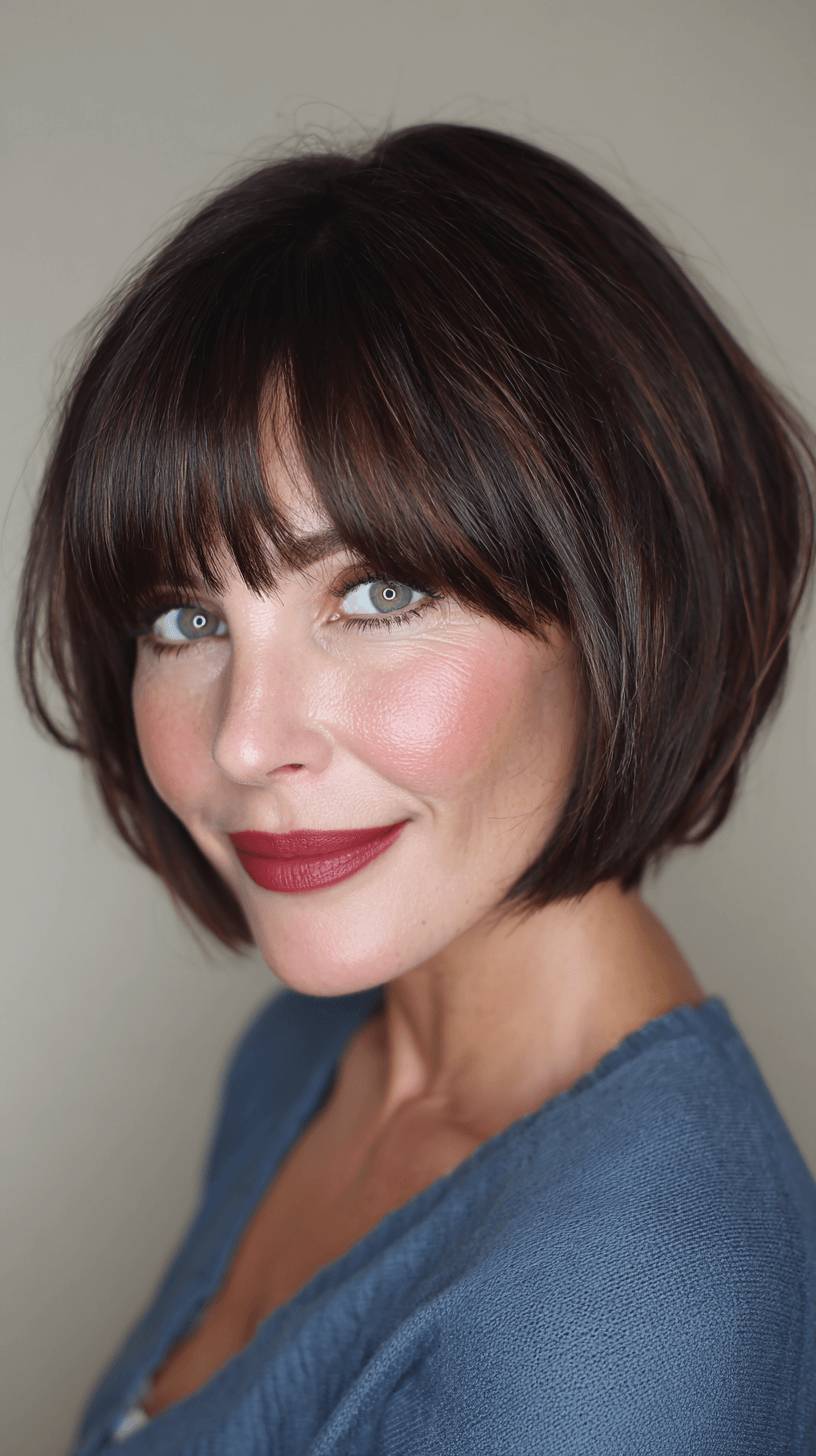 Stylish Textured Bob with Blunt Bangs