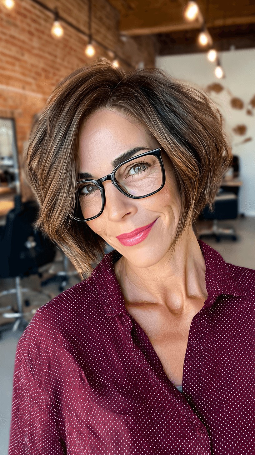 Stylish Textured Bob with Subtle Highlights
