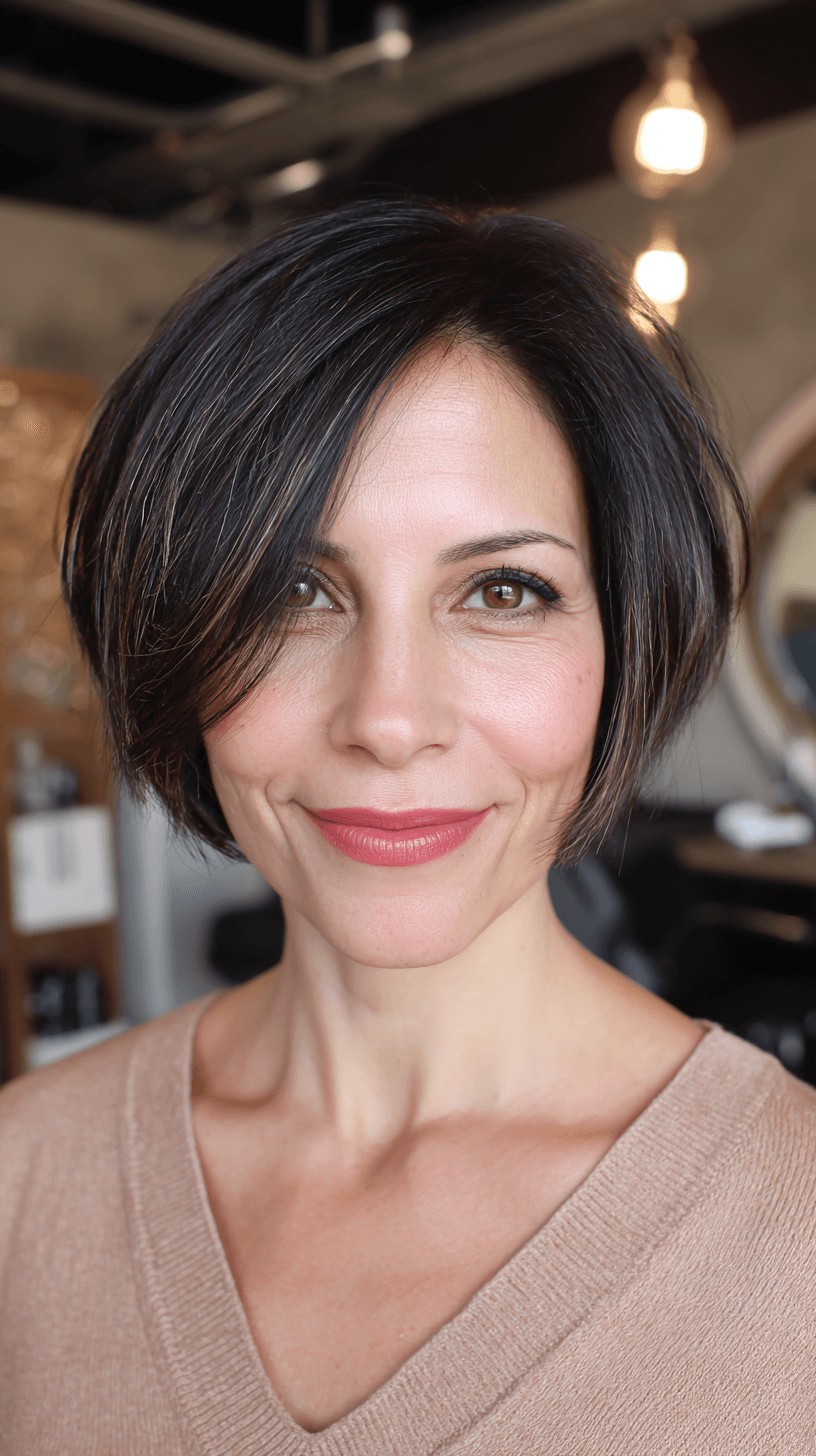 Textured A-Line Bob with Subtle Highlights