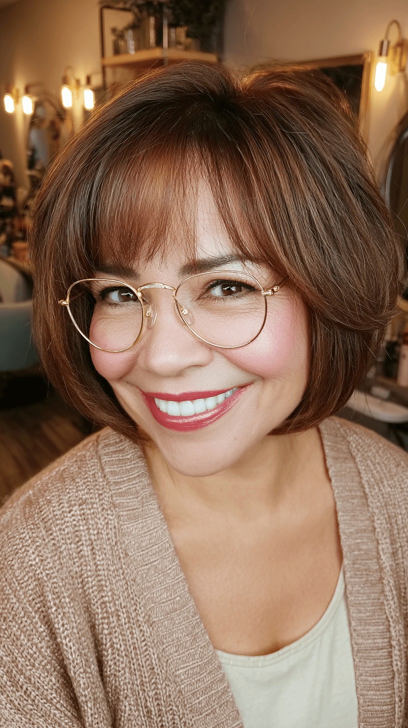 Textured Bob with Soft Bangs and Subtle Layers